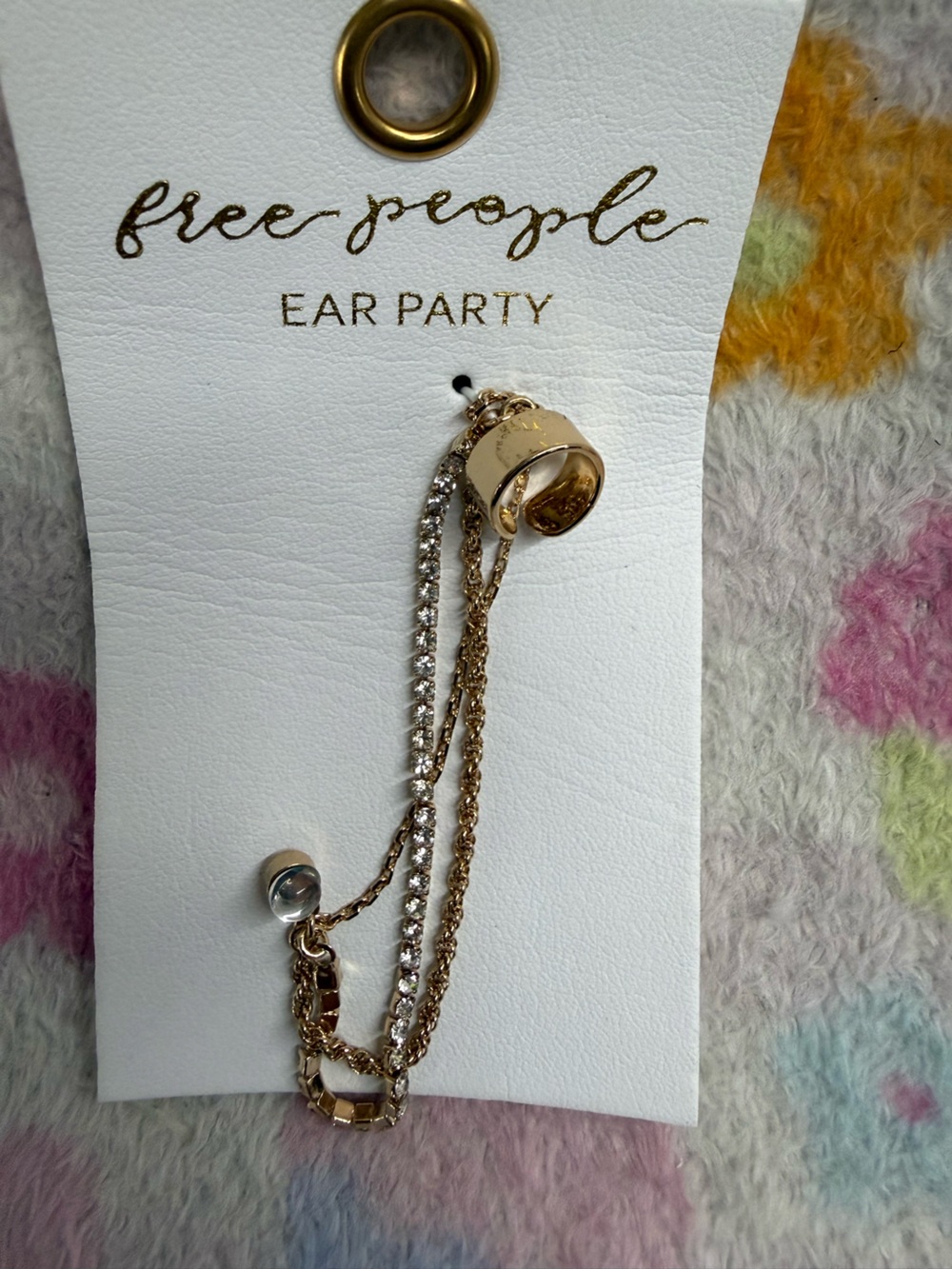 Free People Gold-Tone Multi-Chain Hoop & Crystal Drop Earrings